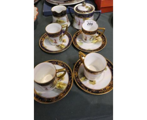 A Noritake Coffee Set Comprising Four Cans and Saucers, Cream Jug and Sugar Bowl