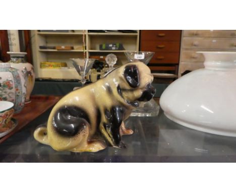 A Late 19th Century Ceramic Study of a Pug Dog, 16cm High 