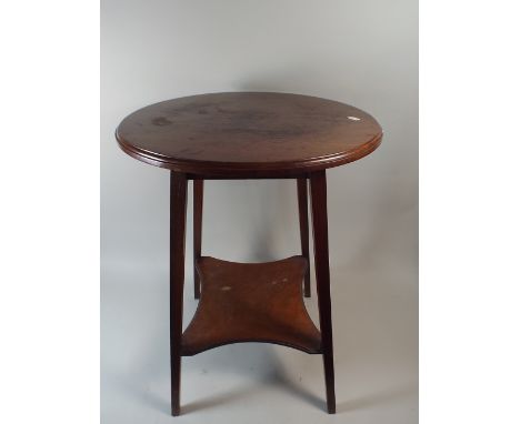 An Edwardian Mahogany Circular Topped Occasional Table with Stretcher Shelf, 50cm Diameter 