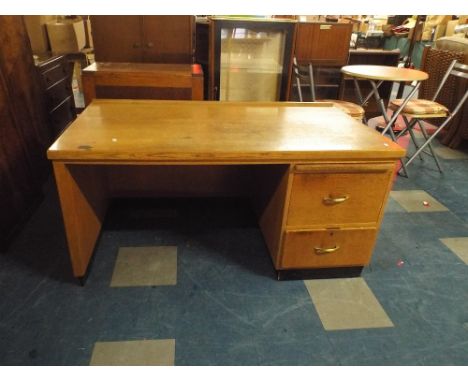 A Light Oak Kneehole Writing Desk, 137cm Long