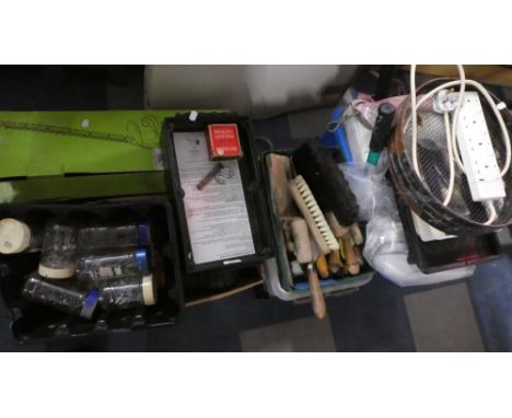 A Collection of Workshop Tools and Garden Tools, Brushes Etc
