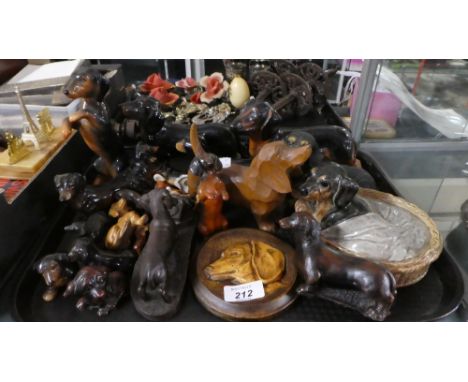 A Tray Containing Large Quantity of Ceramic and Other Sausage Dog Ornaments 