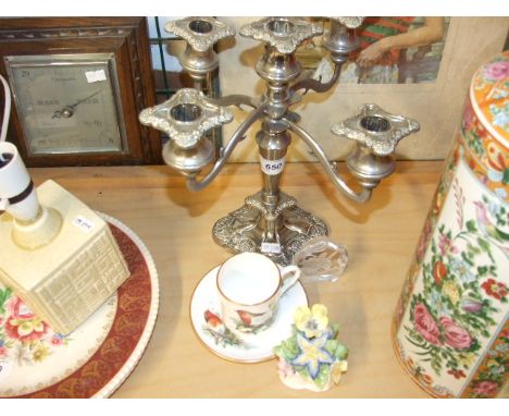 CANDELABRA, ROYAL WORCESTER CUP, POSIE AND PAPERWEIGHT