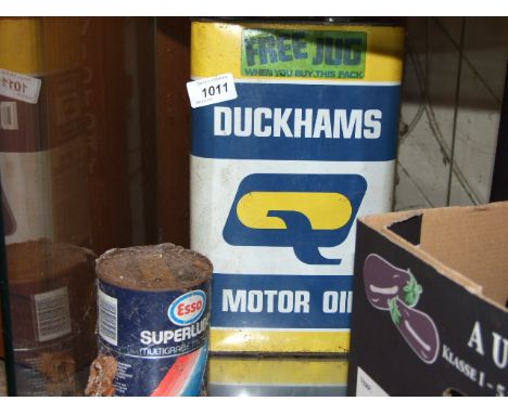 VINTAGE CAN ESSO SUPERLUBE (FULL) AND DUCKHAMS MOTOR OIL TIN