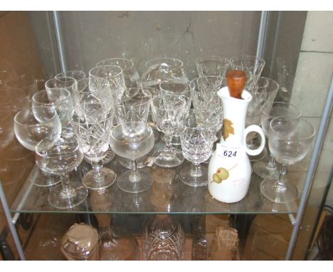 QUANTITY OF GLASSES AND ROYAL WORCESTER OIL BOTTLE