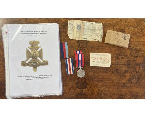 Attributed War Medal [1939-1945] awarded to Private Norman John 'Jack' Kitto of the Wiltshire regiment. Buried Dobwalls, Corn
