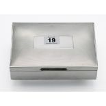 A silver cigarette box, 16.5cm x 11cm x 4cm, marked Kemp Brothers of Bristol.