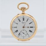 A French 18ct gold open face pocket watch, signed Breguet 3547, the white dial with roman numerals