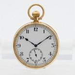 An 18ct open face and keyless Pocket Watch, the dial with Arabic numerals and subsidiary second