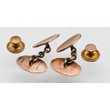 A pair 9ct gold cufflinks, pair 9ct studs, approx 9.2g. Together with leather stud box.
