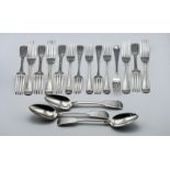 A collection of silver flatware, comprising 8 Victorian London forks, 6 Georgian London forks and