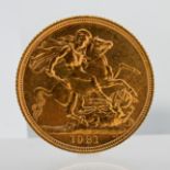 A Queen Elizabeth II 1981 gold full sovereign.