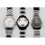 Three gents wristwatches including a Seiko automatic date black dial case number 537377 (3).