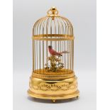 A Swiss clockwork singing-bird-in-a-cage automaton, Reuge, Sainte-Croix, late 20th c, 30cm