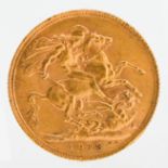 A George V 1913 gold full sovereign.