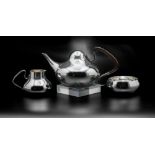 Henning Koppel for George Jensen, a Danish Modernist Sterling Silver 3 piece tea service, model