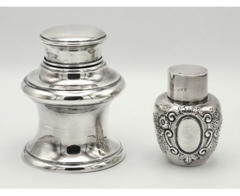A Victorian silver tea canister, Josiah Williams & Co., London 1895, of ovoid form with repoussé flora, foliate and scroll de