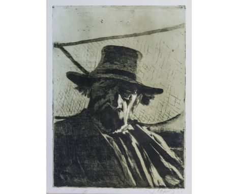 after Leon Wyczolkowski (Polish, 1852-1926), 'Rybak', lithograph, signed and dated 1908 to the plate, 13½ x 10in. (34.25 x 25