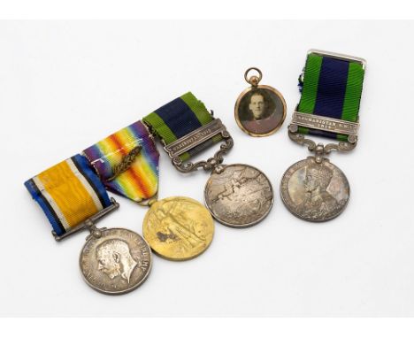 A Great War group of four medals, awarded to Lieutenant A. Connors, Royal Irish Regiment, comprising; a Great War medal and V