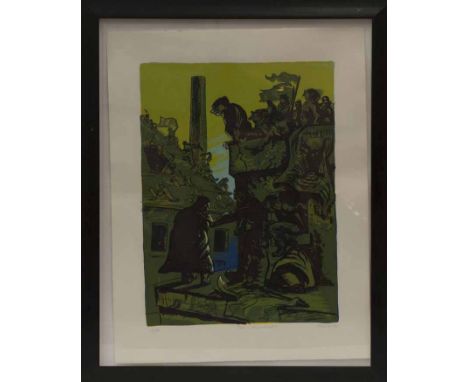 * PETER HOWSON OBE,
NEGOTIATORS
lithograph, signed, dated 1990, titled and numbered 13/56 in pencil
76.5cm x 57cm
Framed and 