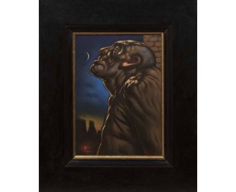 * PETER HOWSON OBE,
THE JUDGEMENT
oil on canvas, signed, titled verso
34cm x 24cm
Framed 
Label verso: The Contemporary Fine 