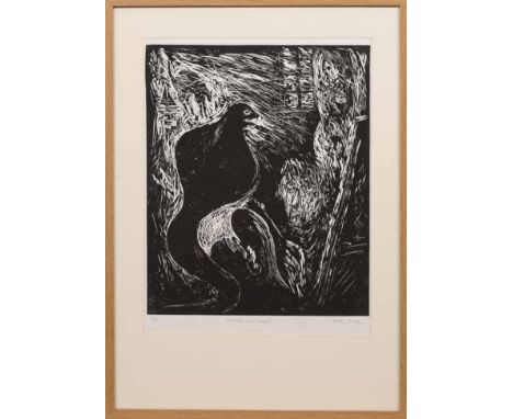 JOSEPH URIE,
PORTRAIT OF A SNAKE
linocut on paper, signed, titled, dated 2014 and numbered 1/10 in pencil, further signed and
