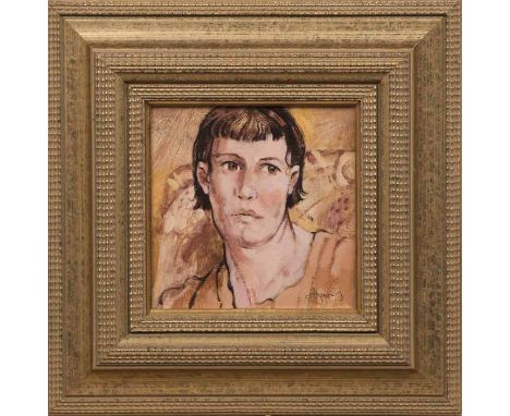 * JAMES S. DAVIS DA PAI RSW FRSA,
A PORTRAIT OF YOUNG MARY ARMOUR
oil on panel, signed, further signed and titled verso
20cm 