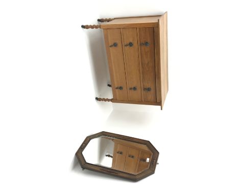Early 20th century light oak chest, three drawers, barley twist supports (W90cm, H78cm, D46cm) and a wall mirror (2) Conditio
