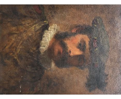 Elias Mollineaux Bancroft (British 1846-1924): Portrait of a Tudor Gentleman, oil sketch on board, inscribed verso 26cm x 19c