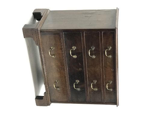 Georgian cross banded mahogany chest, four graduating drawers, shaped bracket supports, W91cm, H87cm, D47cm Condition Report 