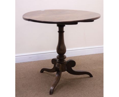 19th century mahogany tripod tea table, turned column, D77cm, H71cm Condition Report Click here for further images, condition