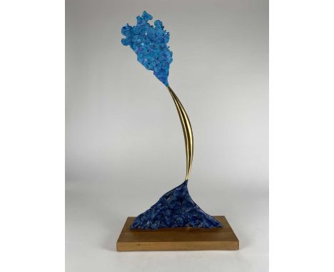 Philip Hearsey (b.1946) Acanto VIII, monogrammed to base, bronze with cherrywood base, abstract sculpture, 53 x 28 x 4.5 cmCo