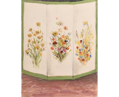 ARR Marcel Dyf (1899-1985) Study of a Floral Screen, studio stamp lower left, oil and charcoal on paper, mixed media, 31.5 x 