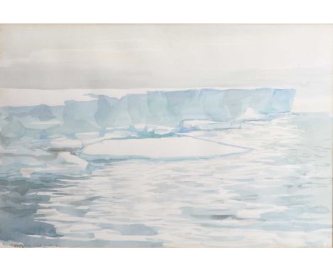 ARR David Smith (1920-1999) Ice Cliff, Halley Bay, Antarctica, signed and dated lower right, watercolour, 37 x 56 cm, frame 5