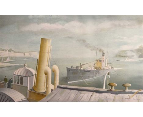 Felix Kelly (1914-1994) Drifter and Steamers, circa 1940s, lithograph, from The School Prints Series, published by the Baynar