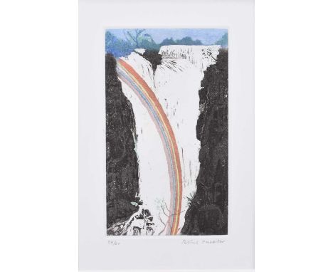 ARR Patrick Procktor (1936-2003) Victoria Falls, signed lower right, numbered 39/50, etching in colours, 12 x 20 cm (PL), fra