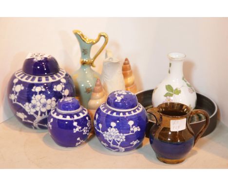 Mixed ceramics including Wedgwood and three graduated Chinese ginger jars. P&amp;P Group 2 (£18+VAT for the first lot and £2+