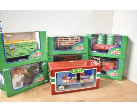 Seven Lehmann Toy Train and LGB G Scale items of Rolling Stock, 94061 Cattle Truck, 94969, 94206, 94068, 94008, 94605 Magic P