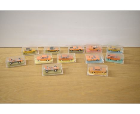 Twelve Schuco Die-casts, 306847 Brabham Ford BT 33 Formel 1, 809 BMW 2002, 301831 VW K70, 301808 BMW 1600, 808 BMW 1600, 3018