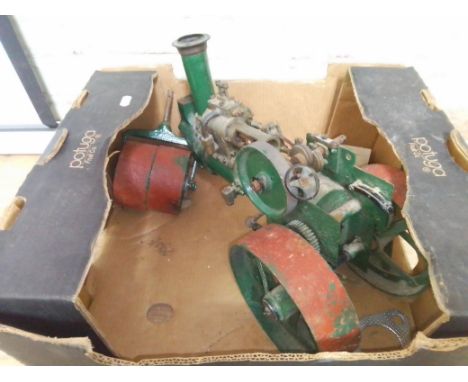 A scratch built steam tractor, as found.Dimensions:- 49cm length, 22cm width, 32cm heightWeight:- Approx. 9kg.