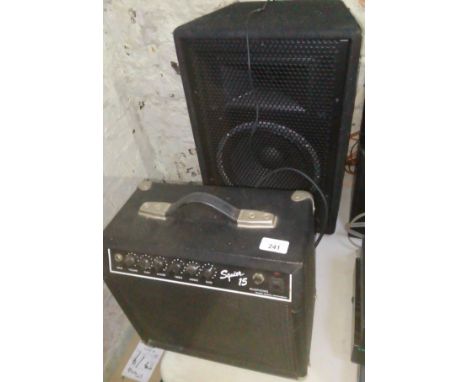 A Squire 15 practise amp and a J210A powered speaker.  