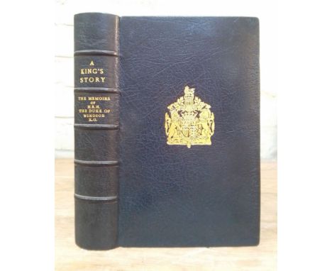 Edward VIII, A King's Story, The Memoirs of H.R.H. The Duke of Windsor K.G., Cassel & Company, London 1951, blue morocco with