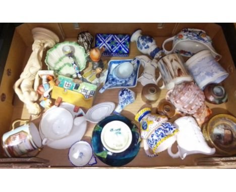 A box of assorted pottery including Moorcroft, Derby, Goebel etc., etc.