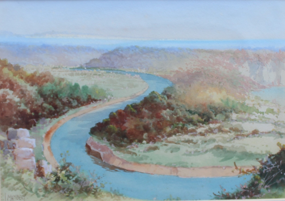 E J Maybery A castle on a hillWatercolour18.5 x 25.5cmTogether with