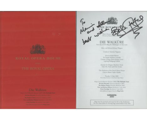 Sir Bryn Terfel, CBE signed  leaflet Dedicated (It could be clipped) plus Lisa Gasteen signed 'The Royal Opera Die Walküre' p