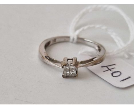 A white gold diamond square cluster ring 9ct size P 2 gms