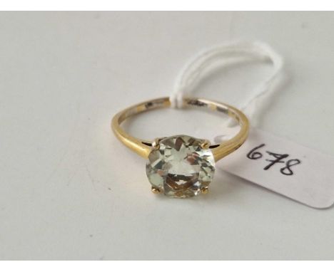A aquamarine ring 14ct gold size U 2 gms
