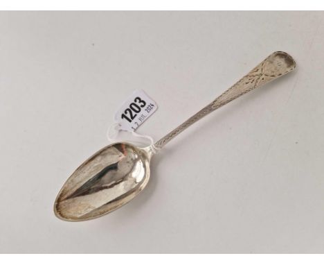A George III bright cut Exeter table spoons, 1798 by IP SC? 42 g