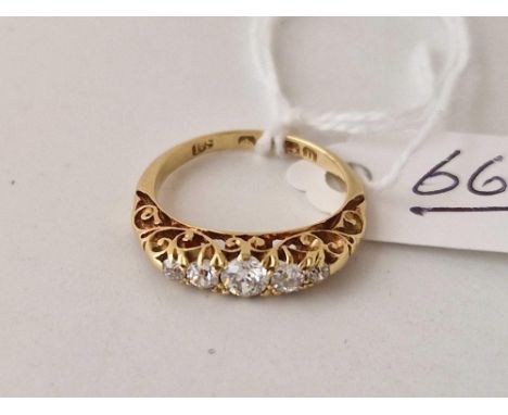 An antique 5 stone old cut diamond ring in 18ct approx ½ carat of diamonds size I    2.7g