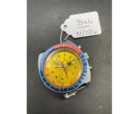 A gents SORNA chronograph wrist watch with red and blue bezel seconds sweep